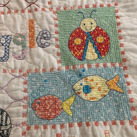 Handmade Cross Stich Baby Quilt #713-3 - Picture 6 of 8